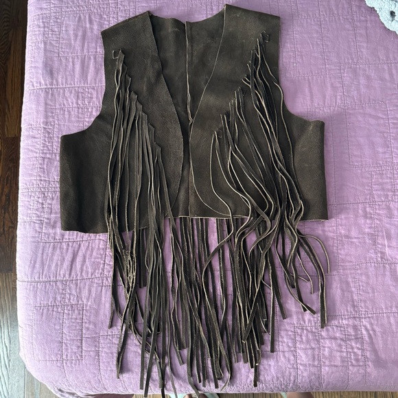 Vintage Genuine Leather Fringe Vest - Picture 1 of 4